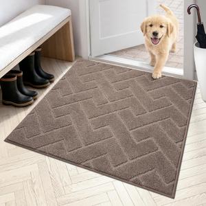 PURRUGS Dirt Trapping Door Mat Indoor Entrance, 36" x 36", Grayish Brown