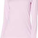 Amazon Essentials Women's Brushed Tech Stretch Long-Sleeve Crewneck Shirt (Medium, Pale Pink)