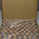 Large Wood Cutting Board-"16.5x11.6100% Organic Acacia Wood Cutting Board, Checkered Wooden Cutting Board for Kitchen, End Grain Butcher Block with Deep Juice Groove, Built-In Handle & Non-Slip Pads