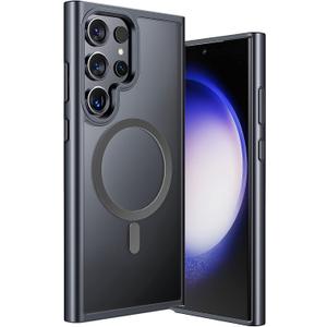 ANNGELAS for Samsung Galaxy S23 Ultra Mag safe Case,Slim Shockproof Protective Cover with Magnetic,Frosted Hard Back Soft Silicone TPU Bumper Phone Case Compatible Galaxy S23 Ultra 6.8inch,Matte Black