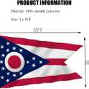 Ohio Flag Outdoor 3x5 Ft Double Sided Heavy Duty Polyester Ohio State Flag Long Lasting 4 Rows Hemming OH Flags with 2 Brass Grommets