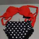 Tempt Me Women Two Piece Vintage Swimsuit Retro Halter Ruched High Waist Bikini with Bottom, XXS