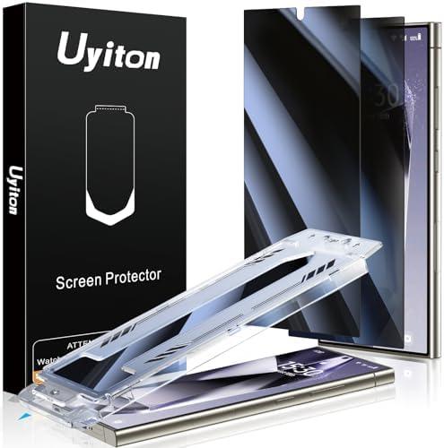 Uyiton UnBreak-Glass for Samsung Galaxy S24 Ultra Privacy Screen Protector, [Ultrasonic Fingerprint Support][Auto-Alignment Frame] Scratch-Resistant Bubble-Free S24 Ultra Tempered Glass Screen-2 Pack