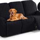TAOCOCO Recliner Sofa Covers Stretch Reclining Couch Cover, Jacquard Recliner Couch Cover for 3 Seat Furniture Protector Sofa Slipcovers with Elastic Bottom for Kids, Pets (Black)