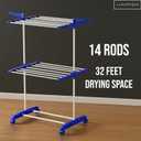 Happer Premium 2 Layer Cloth Drying Stand, Compact Jumbo (Blue) Plastic, 74.6X54.5X129.5 Cm