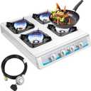 Propane Gas Stove,4 Burner Gas StovePortable Gas Stove Auto Ignition Camping Stainless Steel Stove 4 Burner LPG for RV, Apartment,Outdoor