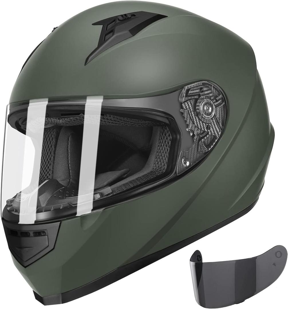 GLX GX11 Compact Motorcycle Helmet - Camo, Large - Full Face w/ Tinted Visor, DOT Approved, L