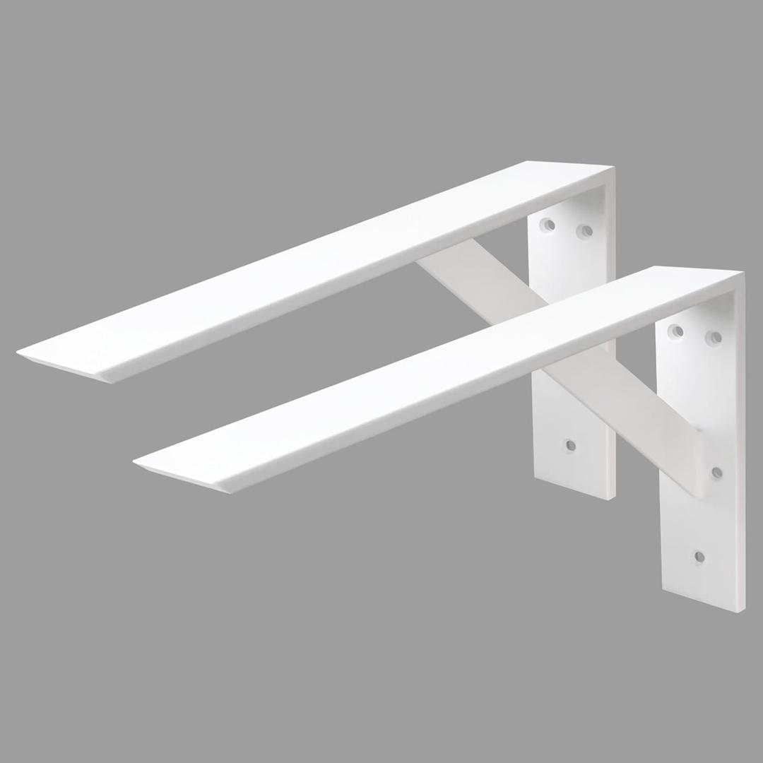 Countertop Support Bracket 20 Inch Heavy Duty Shelf Bracket 2 Pack 3/8" Thick White 20"x12"x2.5" for Granite Quartz Wood Laminate Countertops