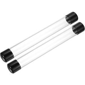 PATIKIL Clear Rigid Tube Round Plastic Tubing with Black Rubber Caps Polycarbonate Water Pipe, 305mm/ 12 Inch Length, 30mmx32mm/1.18"x1.26", 2 Set