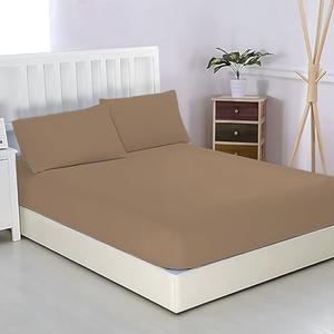 Charlottely Hues 1000 Thread Count Fitted Sheet - 100% Egyptian Cotton Long-Staple Breathable Sateen Weave All Around Elastic Fits - Mattress Fits Upto 18Inch Deep Pocket Fitted Sheet - Queen (Beige) 1Pcs