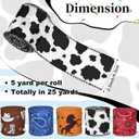 5 Rolls 25 Yards Cowboy Wired Edge Ribbon Blue Red Bandana Wildhorse Printed Fabric Ribbon for Gift Wrapping Bows Wreaths Making Crafts