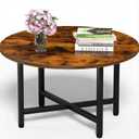 Coffee Table, 23.6" Round Coffee Table, Rustic Brown Living Room Tables