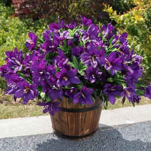 INSPRING Artificial Faux Plants Flowers for Outdoors 3 Bundles Fake Silk Azalea Flowers for Outside Winter Decoration UV Resistant Realistic Fake Flower for Outside Planter Porch Patio Garden Home (Dark Purple)