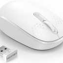 TECKNET Wireless Mouse for Laptop, 2.4G Quiet Computer Mouse with USB Receiver, 4 Buttons Portable Cordless Mice for Chromebook, Laptop, PC, Mac, 800/1200/1600 DPI - White