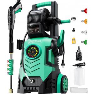 FOTING 2025Upgraded Electric Pressure Washer with Adjustable Touch Screen 5000PSI 3.3GPM/8 Level, 4 Quick Connect Nozzles,Inlet Hose&Filter&500 ml Foam Cannon for Cars/Fences/Driveways/Home Cleaning (Blue)