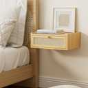 Floating Nightstand,Wall Mounted Night Stand with Drawer,Small Floating Shelves,Floating Wood Bedside Table for BedroomLiving RoomBathroom (Yellow)