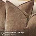 decorUhome Summer Couch Euro Sham Throw Pillow Covers 22x22 Set of 2, Decorative Soft Velvet Modern Cozy Chenille Pillow Cases with Elegant Design for Sofa Bed Living Room Home Decor, Brown