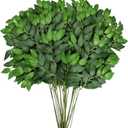 48 PCS Artificial Italian Ruscus Greenery - Fake Silk Green Leaf Stems for DIY Wedding Arrangements Garland Arch Bouquet Table Centerpieces Fireplace Hearth Decorations
