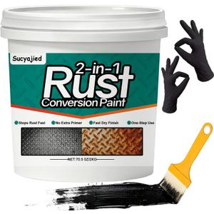 2-In-1 Rust Converter & Metal Primer, 70.5 Oz Rust Remover Paint for Metal,Rust Conversion Paint, Anti-Rust Inhibitor Hardener, for Rusty Metal/Trailer/Chassis/Frame(Black)