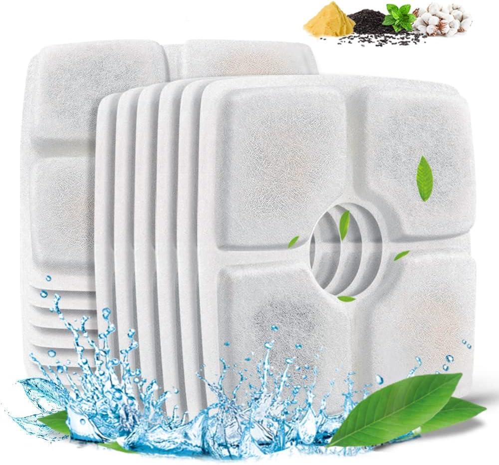 Comsmart Pet Fountain Filter Set, 3 Triple Filtration System Replacement Cat Water Fountain Filters for Square 84oz/2.5L Automatic Pet Fountain Cat Water Fountain (Pack of 12)
