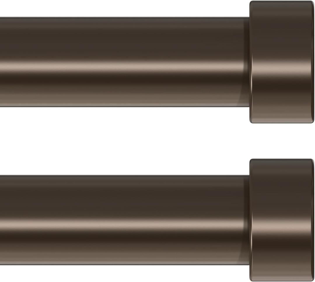 2 Pack Curtain Rods for Windows 48 to 84 Inch(4-7 Feet),Bronze 1'' Diameter Drapery Rods with End Cap Style Design,Modern Adjustable Heavy Duty Curtain Rod,Size:36''-88''