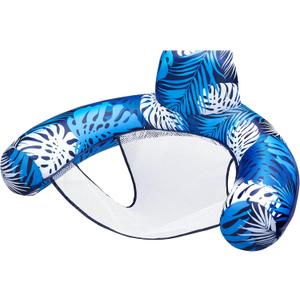 SLOOSH Inflatable Pool Floats Adult,Lounge Chair Adult with Plant Pattern,Floating Water Hammock,Blow up Pool Noodles Rafts for Relaxing Swimming Party Summer Water Beach Lake Fun (Blue)