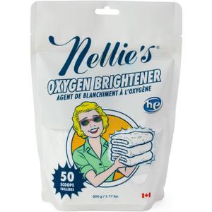 Nellie's Oxygen Brightener - Laundry Stain Remover - Planet-Friendly - Alternative to Bleach for Brighter Whites and Colors - Hypoallergenic and Septic-Safe (50 Scoops) - (Made in Canada) 2 Pack
