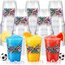 Honeydak 50 Pack 12 oz Soccer Party Cups Disposable Clear Plastic Cups with Goal Soccer Ball Design, USA Mexico Colors for Birthday, Game Day, Team Celebrations, Watch Party Supplies