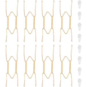 Bilillo 8 Pack Plate Hangers for The Wall, Suitable for 8-10 inch Art Plate, Stainless Steel Invisible Heavy Duty Wire Plate Holder with Wall Hooks, Plate Hangers for Displaying Plates, Platter, Dish