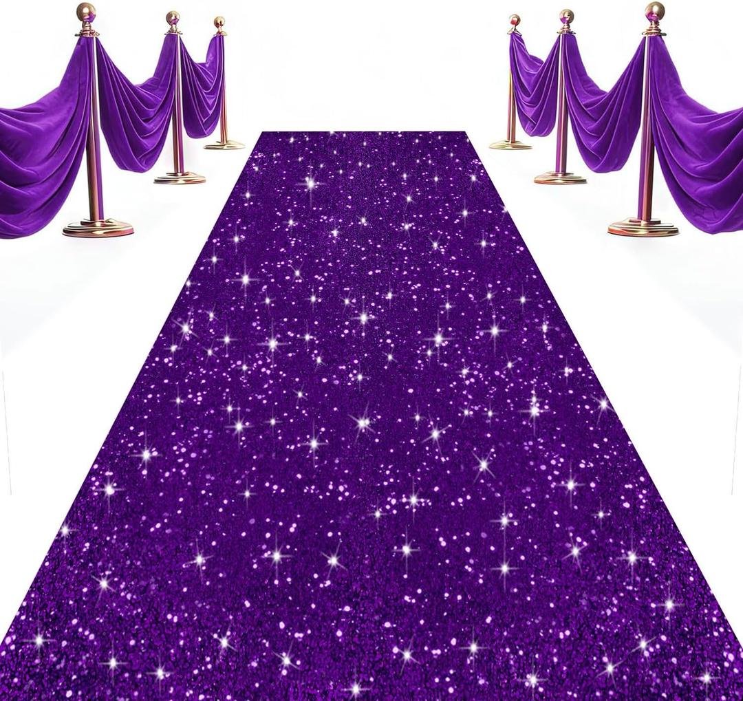 Purple Carpet Runner for Party Wedding Aisle Runners 2x15FT Sequin Aisle Runner for Wedding Ceremony Glitter Aisle Runner Rug Outdoor Carpet Runner for Wedding Bridal Shower Party Decorations