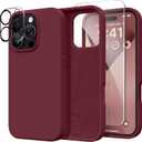 GONEZ Magnetic for iPhone 16 Pro Case, Compatible with MagSafe, [Screen Protector + Camera Lens Protector], Silicone Shockproof Anti-Scratch Protective Phone Case 6.3 inch, Maroon