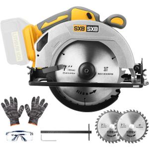 Circular Saw for De-Walt 20V Max Battery, 7-Inch Brushless Cordless Circular Saw, 8000 RPM, 0-45 Bevel, Power Tool for Wood PVC Cutting (Battery Not Included)
