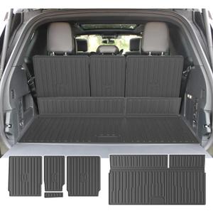 powoq Cargo Mat Compatible with 2025 2026 Ford Expedition Lincoln Navigator Cargo Liner Trunk Mat Back Seat Protector Replacement for 2025 2026 Ford Expedition Accessories (Trunk Mat+Backrest Mats)