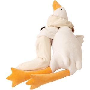 74.8 Inches White Goose Plush Pillow, Giant Soft Stuffed Toy for Children | Premium plush material, skin-friendly, easy to clean, ideal for cuddling, home decor, birthday and festival gifts for kids, 190cm/74.8in/6.23ft