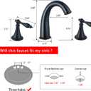 SaniteModar Matte Black Bathroom Sink Faucet,Brass Bathroom Faucet 3 Hole,Widespread Bathroom Faucet for Sink 3 Hole,2 Handles Design with Water Supply Lines