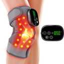 Knee Massager with Heat and Red Light Therapy and Vibration, 660nm & 850nm Infrared Red Light Therapy for Pain Relief, 5000mAh Protable Rechargeable Heated Brace for Knee, Joint, Elbow, Shoulder