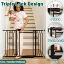 Fairy Baby Triple Lock Clear Baby Gate for Doorways, 57.6”-66.8” Extra Wide Acrylic Dog Gate for Stairs, Safety Child Gate Pressure Mounted No Drill, Auto Close Clear Pet Gate One-Hand Opening, Black, 57.6"-66.8"