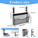 Clamp On Desk Organizer, 2-IN-1 Under Desk Side Organizer Storage, Wall Mounted Mesh File Rack, Hanging Office Organization for Document Magazine Paper School Supplies