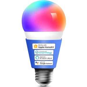 meross Smart LED Light Bulb, Smart WiFi LED Bulbs Compatible with Apple HomeKit, Siri, Alexa,Google Home & SmartThings, Dimmable E26 Multicolor 2700K-6500K RGBWW, 900 Lumens 60W Equivalent, 1 Pack