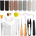 BAGERLA Upholstery Repair Sewing Kit Heavy Duty Sewing Kit with Awl Tools, Seam Ripper, Hand Stitching Needles, Upholstery Thread, Leather Craft Tool Kit for Shoes Sofa Tent Carpet Leather Craft DIY (8 colors)