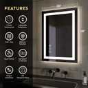 Kosmonia 28x20 Inch LED Bathroom Mirror with Lights, Anti-Fog, Dimmable