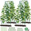DoCred Cucumber Trellis, 59" H 2 Pack Metal Foldable Thickened A Frame Garden Trellis for Raised Bed Climbing Plants, Vegetables, Including Plant Support Clips, Twist Ties, Plastic Ties, Green