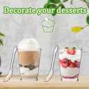 100 Pack 5 oz Dessert Cups with Lids and Spoons, Tall Appetizer Cup Clear Plastic Parfait Cups, Dessert Shot Glasses for Baby Shower Party, Wedding, Birthday Party