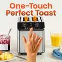Chefman Smart Touch 2 Slice Digital Toaster, 6 Shade Settings, Touchscreen Controls, Extra-Wide Slots for Thick Breads & Bagels, +10 Seconds, Defrost, Removable Crumb Tray  Stainless Steel