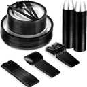 Norme 500 Pcs Disposable Plastic Dinnerware Set for 100 Guests, Disposable Dinnerware Set for Birthday Wedding Party of 100 Plastic Plates, 100 Plastic Cups, 100 Spoons, 100 Forks, 100 Knives(Black)
