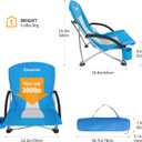 KingCamp Low Beach Chair, High Back Folding Camping Chair for Adults, Oversized Breathable Mesh Seat, 300lbs Heavy Duty Portable Chair with Cup Holder & Storage Pockets for Beach, Outdoor