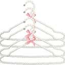 Hangers Coat 4 Pieces Hanger for Clothes Hanger Coat Pearl Bow Hanger Rack for Adult Fashion High End Hangers Clothing Store Space Saving (Color : White1) (White1)