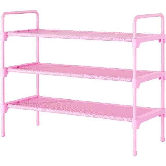 Shoe Rack for Closet, Sturdy and Long-Lasting Shoe Shelf, Shoe Rack for Entryway, Personalized DIY Shoe Organizer, Shoe Rack Organizer for Space-Saving, 27.6" x 11.8" x 22.6", Pink
