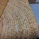 Hausattire Hand Woven Jute Braided Rug, 3 Round  Natural, Reversible Boho Entry Area Rugs for Kitchen, Living Room I Farmhouse Decorative Floor Rug, 3 Feet Round