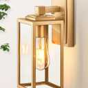 VIANIS Gold Outdoor Wall Lights, Waterproof Outside Porch Lights, Anti-Rust Porch Lights Outdoor, Outside Light Fixture for House, Garage, Doorway, Garden, Tempered Glass, E26 Socket